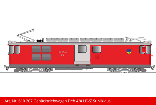 [610 207] FO Gepäcktriebwagen Deh 4/4 l | St. Niklaus Lok Nr. 22